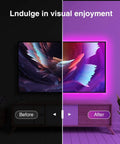 Smart TV LED Backlight Strip 9.2Ft RGB Mood Lighting With WiFi App Control visual enhancement on TV screen before and after