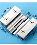 Top Tier Zero Angle 180 Degree Double Acting Glass Door Hinge For Bathroom And Shower Room With Slick Full Swing and measurements.