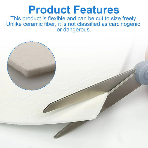 Gasket paper sheet, ceramic fiber, 1/8 in thick, white, 7 in x 10 in, for high-temperature stove, boiler, furnace use