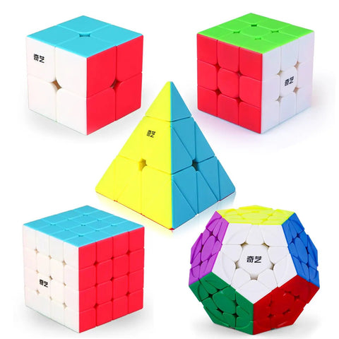 Speed Cube Bundle Set Of 2x2 3x3 4x4 Megaminx And Pyramid Puzzles Stickerless Smooth Turning Five Pack For Kids Teens And Adults Eco Friendly ABS Plastic CE Certified