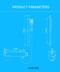 MXJIAYDNX Rain Shower System Black Shower Faucet Set dimensions illustration showing height and width in millimeters.