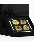 Gold Golf Balls Gift Set With Four Tees For Men Personalized Golf Balls With Inspirational Quotes Dope Retirement Gift For Fathers Day And Birthday Golfer Premium 4 Ball Set displayed in black box