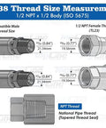 One Half NPT Quick Connect Hydraulic Coupler ISO 5675 Ball Style Heavy Duty With One Half Inch Body thread size measurement