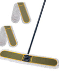 Built Tough Commercial Dust Mop With Extended Rustproof Steel Shaft And Wide Sweep Design For Hassle Free Upright Floor Cleaning Across Shop Warehouse Or Garage Spaces with extra mop heads.