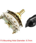 1 Pole 10 Position Band Selector Rotary Switch With Plastic Knob 11 Pins 9.7mm Mount Hole 6mm Shaft next to black knob
