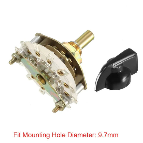 1 Pole 10 Position Band Selector Rotary Switch With Plastic Knob 11 Pins 9.7mm Mount Hole 6mm Shaft next to black knob