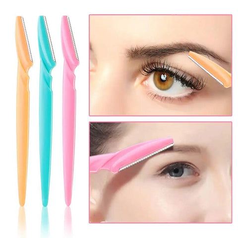 24 Pack Eyebrow Razors With Precision Covers For Safe Facial Hair Removal And Neat Trimming Multipurpose Blades shown in pastel colors.