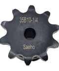 ANSI 35 Roller Chain Sprocket Type B Ten Tooth for Three Eighths Inch Pitch with Six Point Three Five Millimeter Bore and Quarter Inch Bore