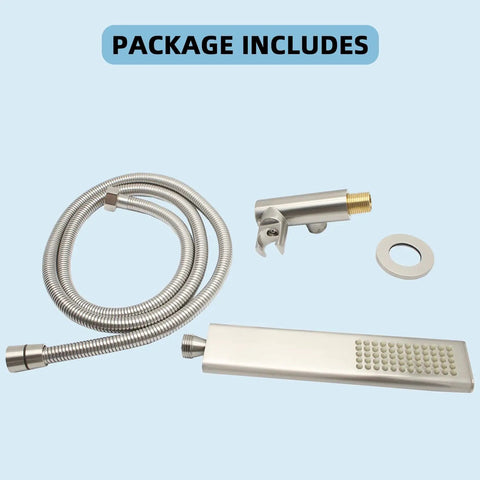 Solid Brass Handheld Shower Head With High Pressure Arc Design Brushed Nickel Finish 59 Inch Stainless Steel Hose Set
