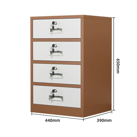 Brown Metal Storage Cabinet With Adjustable Shelves Lockable File Cabinets And Four Drawers, dimensions 650x440x390mm.