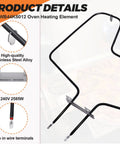 Oven Bake Element Replacement WB44K5012 For GE Hotpoint Kenmore Ranges Fits 325883 340521 8029 9119504190 9114638812 And More Easy Install No Fuss Durable Heating Element Delivers Even Baking detail view showing stainless steel alloy and push-in wire terminals.