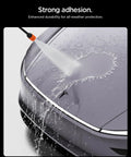 Tesla Model Y Front Emblem Hood Badge With Ultra Strong Adhesion Car Wash Safe Centered Alignment Kit in use during wash