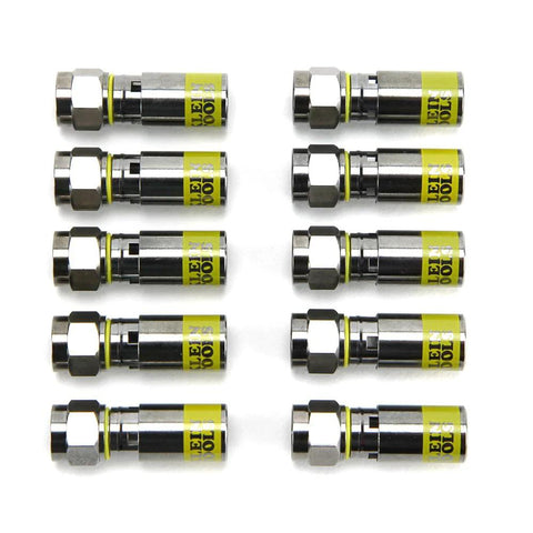 Klein Tools VDV812-606 F-connector set for RG6/6Q coax, male compression connectors, 10-pack