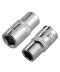 7mm Socket Set Four Piece With One Quarter Inch Drive, Six Point Deep And Shallow Sockets, pair of chrome shallow sockets