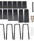 Heavy Adjustable Front Leveling Lift Kit For 1999 To 2004 Ford F250 F350 Super Duty 4X4 parts including spaces and bolts.