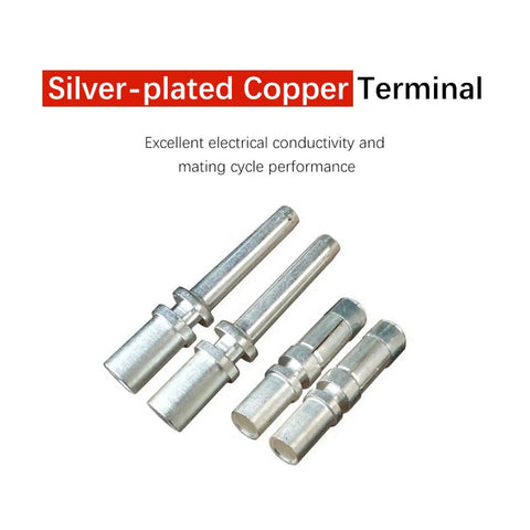 Silver-plated copper terminals, part of Hardcore Industrial Charging Plug For Forklifts And Electric Pallet Trucks 80A 160A 320A 150V.