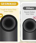 Comparison of heavy-duty butyl inner tube with regular rubber tube for 24 Inch Bike Tube With 32mm Schrader Valve Butyl Inner Tube 2 Pack Fits 24 X 2.125 To 24 X 2.40 MTB Mountain Bike Tires Includes 2 Tire Levers No Fuss For All Mountain Use.