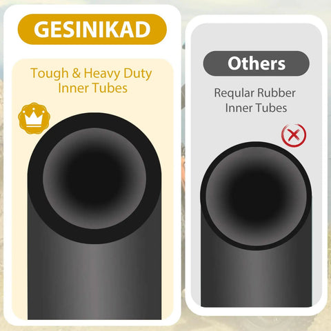 Comparison of heavy-duty butyl inner tube with regular rubber tube for 24 Inch Bike Tube With 32mm Schrader Valve Butyl Inner Tube 2 Pack Fits 24 X 2.125 To 24 X 2.40 MTB Mountain Bike Tires Includes 2 Tire Levers No Fuss For All Mountain Use.