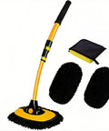 Long Reach Car Wash Brush With Microfiber Head, Adjustable Length, 15 Degree Curved Pole For No Fuss Roof Cleaning, Flexible Rotating Head, Easy Scrub Kit For Smooth Shiny Car Wash with microfiber pads