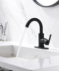 Matte Black Single Handle Bar Sink Faucet With 6 Inch Deck Plate 360 Degree Swivel Spout One Hole Bathroom Tap Lead Free Brass