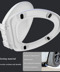 Silent Soft Close No Sweat Quick Release Oval Toilet Seat With Adjustable Zinc Hinge, featuring durable thickening material for longevity.