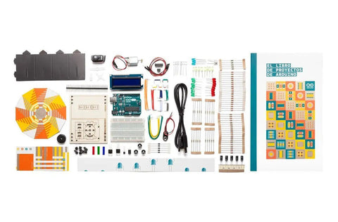 Super Nifty Beginner Friendly Electronics Learning Bundle With Twelve Rad Diy Circuit Builds And Slick Component Pack laid out with Arduino components.