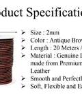 Genuine Round Leather String Cord One Point Five Mm Long Distressed Antique Brown Soft And Tough Water Resistant Twine on spool.