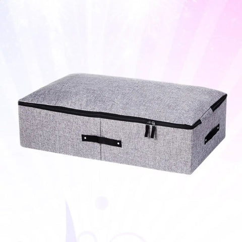 Built Tough Foldable Storage Tubs With Slick Glide Bottom For Easy Tucking Under Beds And Closets perfect for cozy blankets in gray cotton linen.