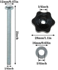 Eight Sets T Track Knob Kit With Galvanized Iron Screws One Quarter Twenty By Two Inches and One Quarter Inch Black Hex Nut