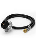 Rugged 4 Foot Vertical Propane Hose With Low Pressure Regulator For LP Gas Grills Heaters And Fire Pits QCC1 Type 1 Connection
