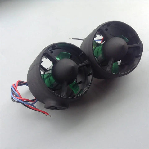 Two black 12V 24V Underwater Thruster With 300KV Brushless Motor, 70mm Jet Pump For ROV, RC Boat, And Underwater Robot