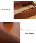 Wooden Desk File Cabinet With Lock Rustic Home Office Organizer showing detail of groove handle and tenon structure for durability