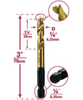 One Quarter Inch Shelf Jig Bit With Quick Connect Shank For Drills And Drivers, Pro Grade High Speed Steel For Clean Quarter Inch Shelf Pin Holes