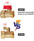 Heavy Duty Brass Garden Hose Shut Off Valve Three Quarter Inch GHT Big Flow Easy Turn On Off 2 Pack With 4 Pressure Washers Solid Metal Handle No Tools Needed Perfect For Lawn Irrigation And Garden Hose Connector, brass hose valve with extended red handle