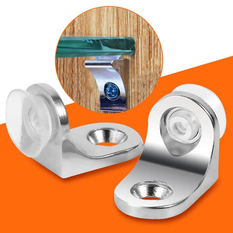 Heavy Duty Zinc Alloy Shelf Brackets With Sucker For Glass And Wood Shelves 10 Pack, silver finish, anti rust