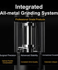 All-metal grinding system of Portable Manual Coffee Grinder With Foldable Handle And External Adjustment For A Clean Grind Aluminum Body