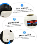 Hella Durable Workbench Leveling Wheels 4 Pack Heavy Duty Swivel Casters showing features like wear resistance and adjustable height.