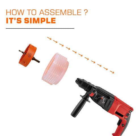 Assembly instruction for 4-1/4 Inch Hole Saw Kit For Recessed Can Lights With Dust Bowl Catcher Bi-Metal Construction