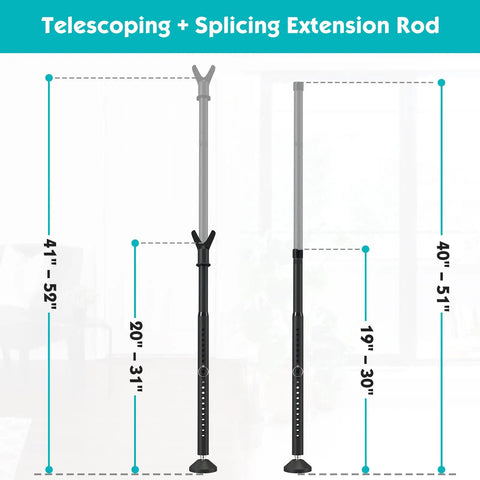 Adjustable 19 To 52 Inch 3 In 1 Door Security Bar for Hinged or Sliding Doors, telescoping extension rod