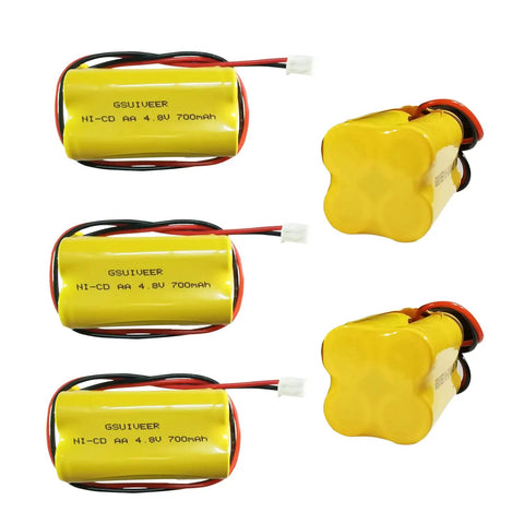Emergency Exit Light Battery Replacement Kit DIY Friendly Install Ni-Cd 4.8V 700mAh 5 Pack showing yellow batteries