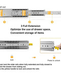 Beefy Heavy Duty Drawer Slides 500lb Capacity With 3 Fold Ball Bearing Rails Full Extension Side Mount 54 Inch Length shown