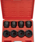 Heavy Duty Three Quarters Inch Drive Socket Set, Eight Piece Jumbo Sockets in case, SAE Sizes, CrMo Construction