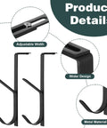 Two-Pack Double Coat Hooks For Cubicle Panels, Heavy Duty Coat Hangers For Office Walls, showing adjustable width and metal material