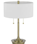 Kendal Metal Table Lamp With Pull Chain Switch Freestanding 60W Durable Metal Construction Weighted Base Drum Fabric Shade