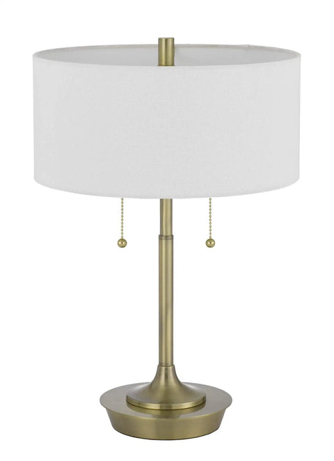 Kendal Metal Table Lamp With Pull Chain Switch Freestanding 60W Durable Metal Construction Weighted Base Drum Fabric Shade