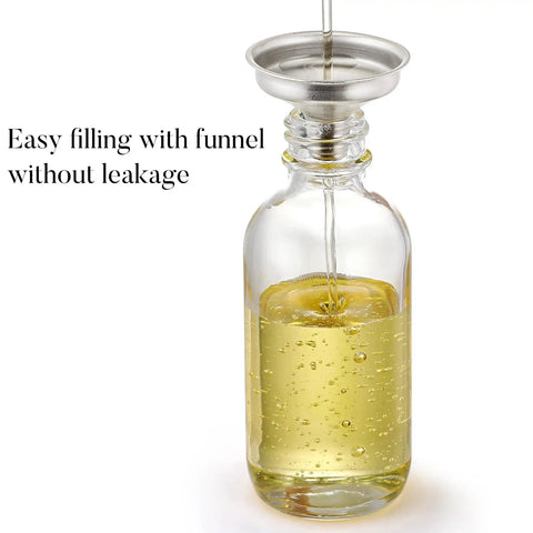 No Sweat Bundle Of Four 2 Oz Clear Glass Eye Dropper Bottles With Tight Black Lids And Leak Proof Seal Comes With A Smart Steel Pouring Funnel Plus Clean Adhesive Tags Totally Straight Up For Essential Oils