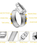 Stainless Steel Hose Clamps 16 Pack Worm Gear Drive SAE 20 Clamp Range Three Quarters To One And Three Quarters Inch for Plumbing