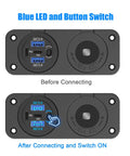 4 Port 12V Usb Car Charger Switch Panel With Pd30w Qc18w Fast Charge Plus Waterproof 150W Cigarette Lighter Socket showing button and LED.