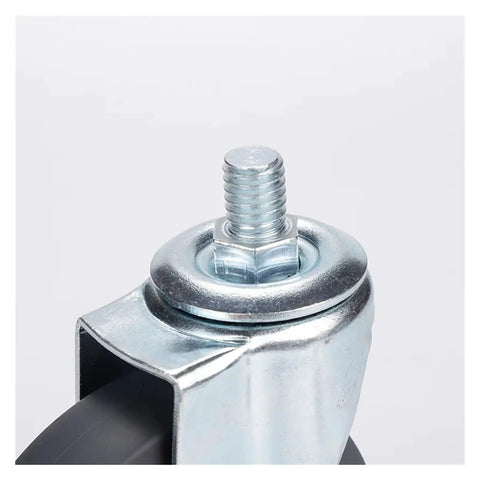 Close-up of One And A Quarter Inch TPR Lead Screw Universal Caster Wheels And Shelf Casters For Carts And Office Furniture With Brakes