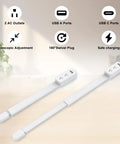 Flexible Outlet Extender Stick With Usb A And C Fast Charge Plus Two Ac Receptacles Stretches 22 To 34 Inches Swivels 180 Degrees showing 2 AC outlets and USB ports.